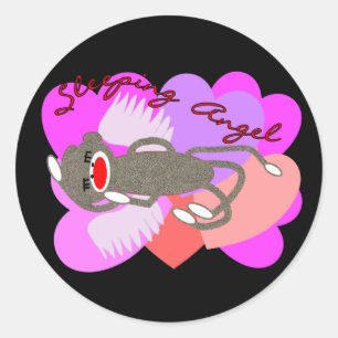 Sticker Rond Singe-Sock de l'ange endormi