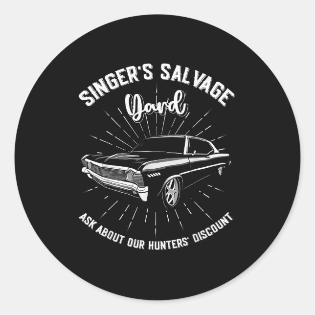 Sticker Rond Singers Salvage Yard Hunters Funny Spn  (Devant)