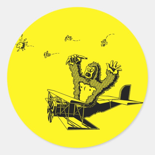 Sticker Rond Singes Sur Les Avions (Devant)