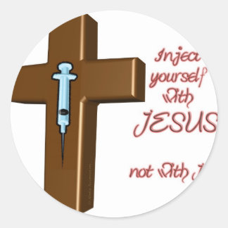 Sticker Rond S'injecter avec Jésus
