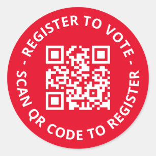 Sticker Rond S'inscrire pour voter le code QR scannable personn