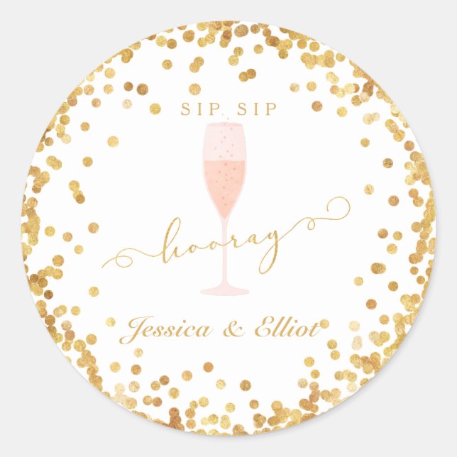 Sticker Rond Sip Sip Hooray Bachelorette Fiançailles Brunch (Devant)