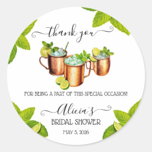 Sticker Rond Sip, Sip, Hooray ! Moscou Mule Fête des mariées Fa