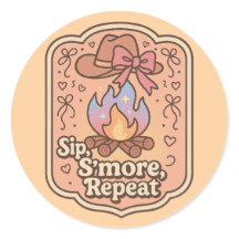 Sip, S'more, Repeat - Retro Camp Badge