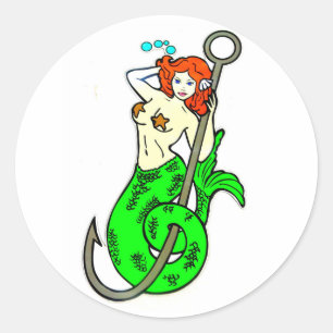 Sticker Rond sirène de vert-queue de roux