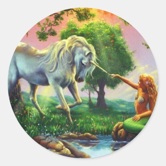 Sticker Rond sirène & licorne (Devant)