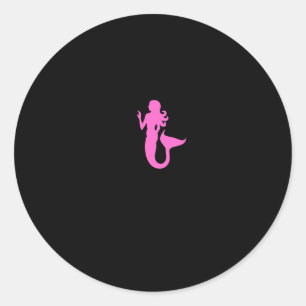 Sticker Rond Sirène rose-brillant