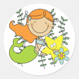 Sticker Rond Sirène rousse