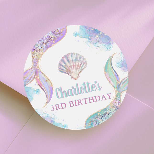 Sticker Rond Sirène sous la mer 3e anniversaire (Créateur téléchargé)
