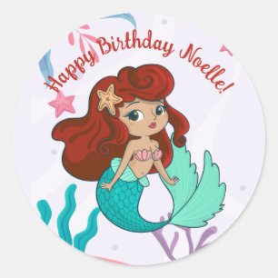 Sticker Rond Sirène sous la mer Anniversaire