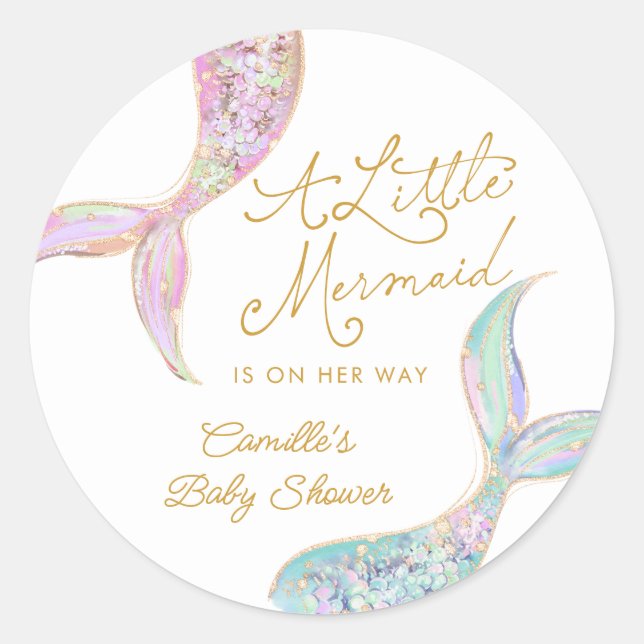 Sticker Rond Sirène sous le Baby shower marin (Devant)