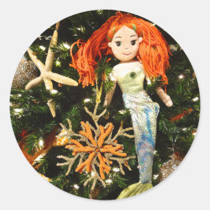 Sticker Rond Sirène tropicale sous les vacances de Noël de me