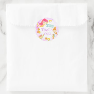 Sticker Rond Sirènes Rose 
