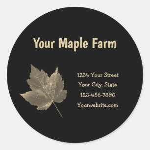 Sticker Rond Sirop d'érable ferme beige noir pays rustique