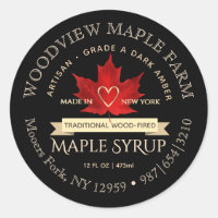 Sirop d'érable traditionnel au bois avec feuille r