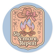 Sirop, S'more, Répète - Badge Rétro de Camping
