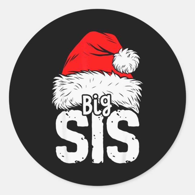 Sticker Rond Sister Big Santa Christmas Family Matching Pyjamas (Devant)