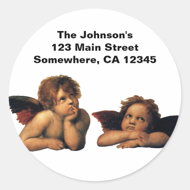 Sticker Rond Sistine Madonna, Angels détail par Raphael Sanzio (Devant)