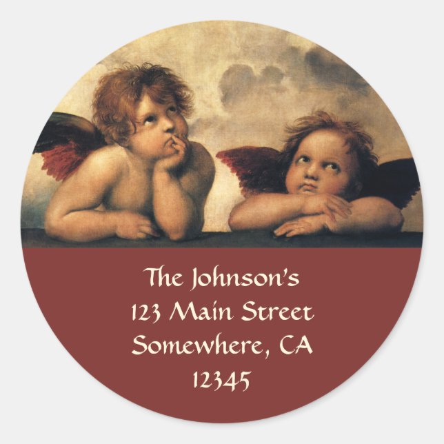 Sticker Rond Sistine Madonna Angels par Raphael Sanzio (Devant)