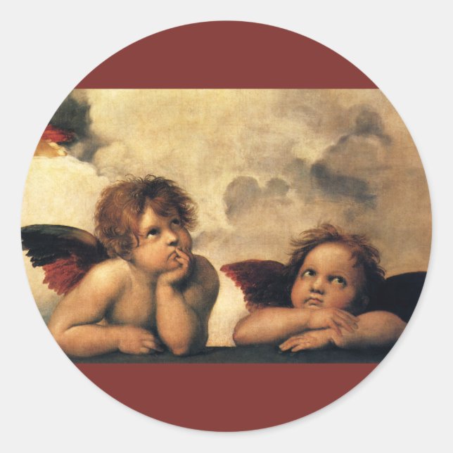 Sticker Rond Sistine Madonna Angels par Raphael Sanzio (Devant)