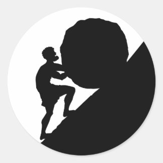 Sticker Rond Sisyphus and Rock, Greek Mythology
