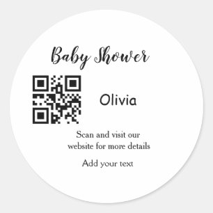 Sticker Rond Site Web de Baby Shower simple code barre QR ajout
