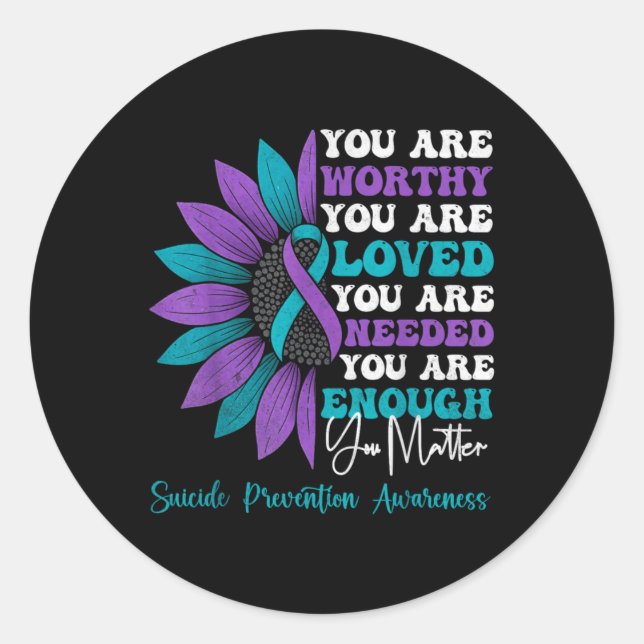 Sticker Rond Sitive Motivational Suprt Suicide Prevention Aware (Devant)