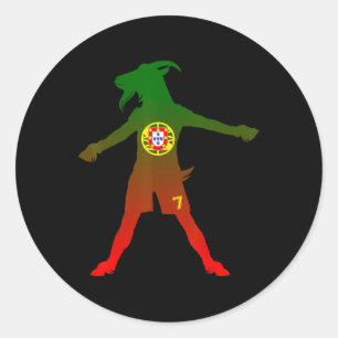 Sticker Rond Siuuu Vrai Bouc Drapeau Portugal Football Hommes F