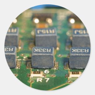 Sticker Rond Six circuits de puces informatiques