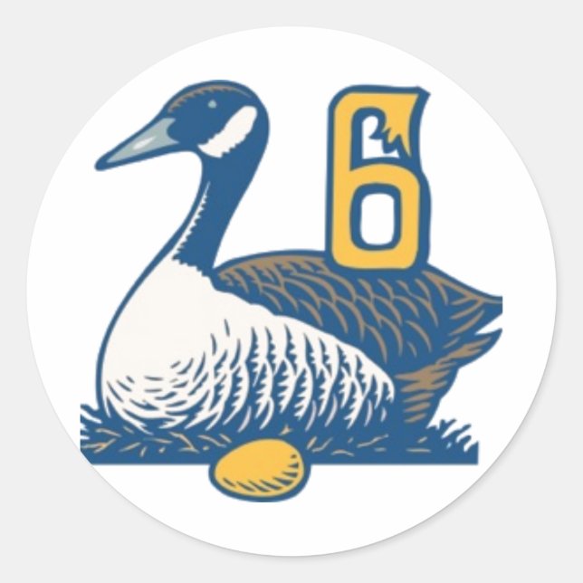 Sticker Rond Six Geese a-Laying (Devant)