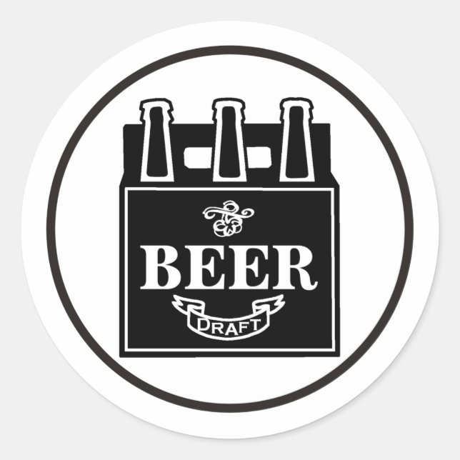 Sticker Rond Six pack de bière (Devant)