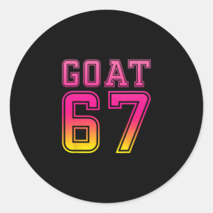 Sticker Rond Six Sept Cool 6 7 Glace Chèvre 67 Mème Rizz Amusan