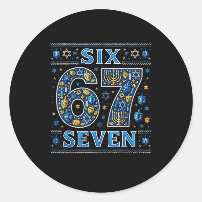 Sticker Rond Six Seven 67 Hanukkah Festival Of Lights Quote  (Devant)