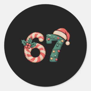 Sticker Rond Six Seven 67 Mème Noël