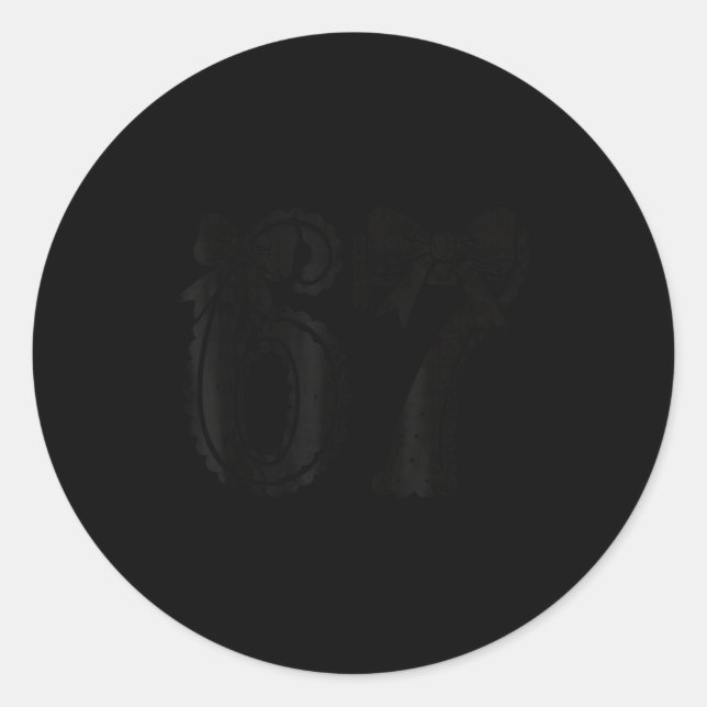 Sticker Rond Six Seven 67 Meme Number 67 Coquette Bow Womens Gi (Devant)