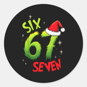 Sticker Rond Six Seven 6 7 Gen Z Alpha Meme Argot Joyeux Noël