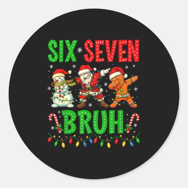 Sticker Rond Six Seven 6 7 Meme Dabbing Santa Gingerbread Chris (Devant)