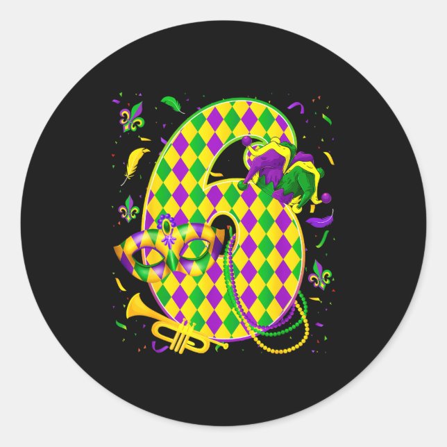 Sticker Rond Six Seven 6 7 Meme Matching Couples Mardi Gras Fat (Devant)