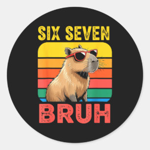 Sticker Rond Six Seven Bruh 67 Capybara Vintage Drôle Cadeau de