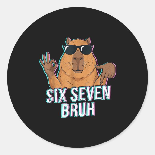 Sticker Rond Six Seven Bruh Capybara 67 Boys Teens Kids Animals (Devant)