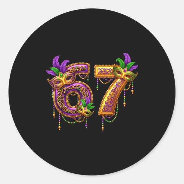 Sticker Rond Six Seven Carnaval Festival 67 Meme Funny Mardi Gr (Devant)