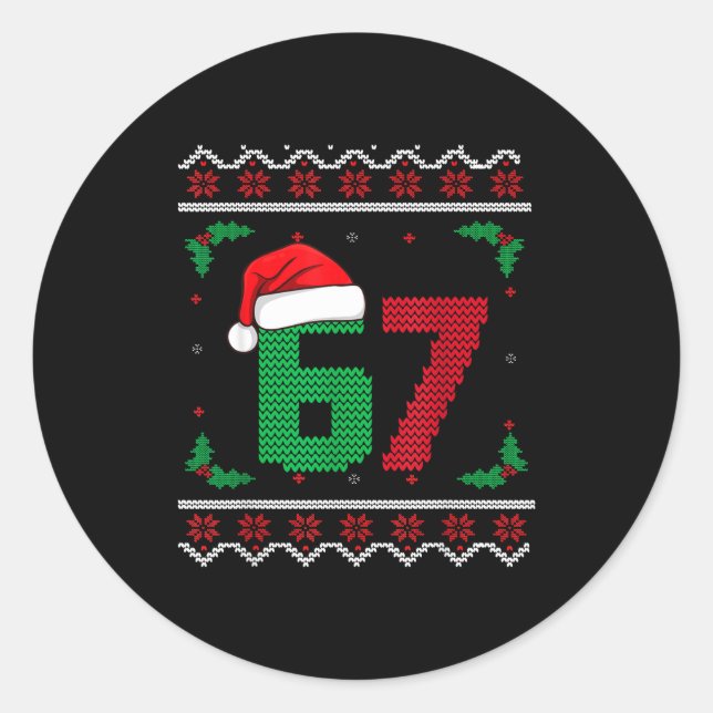 Sticker Rond Six Seven Christmas 6 7 Ugly Christmas Sweater  (Devant)