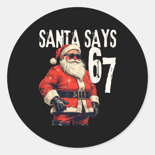 Sticker Rond Six Seven Christmas Meme 67 Funny  (Devant)