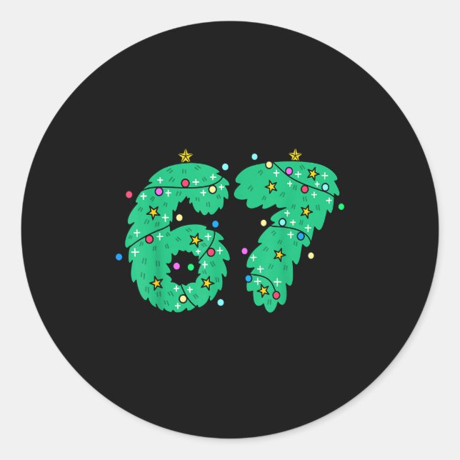 Sticker Rond Six Seven Christmas Tree For Kids Boys Girls 67 Me (Devant)