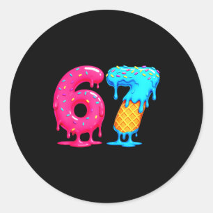 Sticker Rond Six Seven Crème Goutte Cool Mème 67 Drôle Numéro