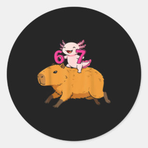 Sticker Rond Six Seven Kawaii Axolotl Capybara