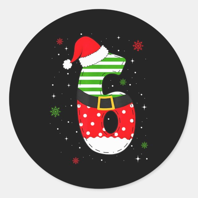 Sticker Rond Six Seven Matching 67 Christmas Santa Hat Meme Gen (Devant)