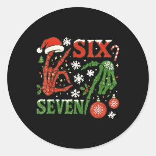 Sticker Rond Six Seven Meme Noël 6-7 Noël Squelette Ha