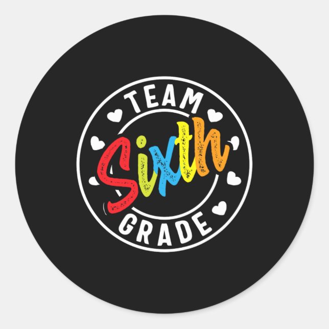 Sticker Rond Sixième Année Retour À L'École Garçons Filles Ense (Devant)