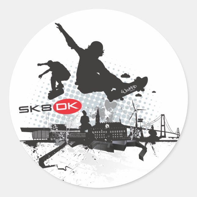 STICKER ROND SK8 DK (Devant)